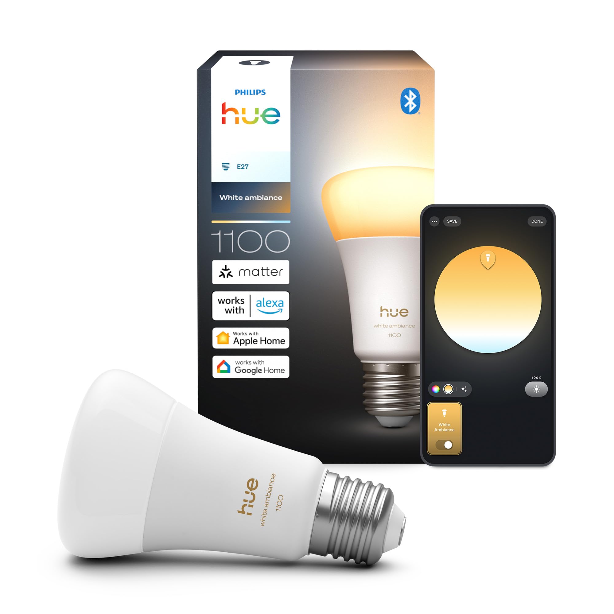Hue Philips Smart LED A21 Bulb, White Ambiance, E26, 13.5W, Full