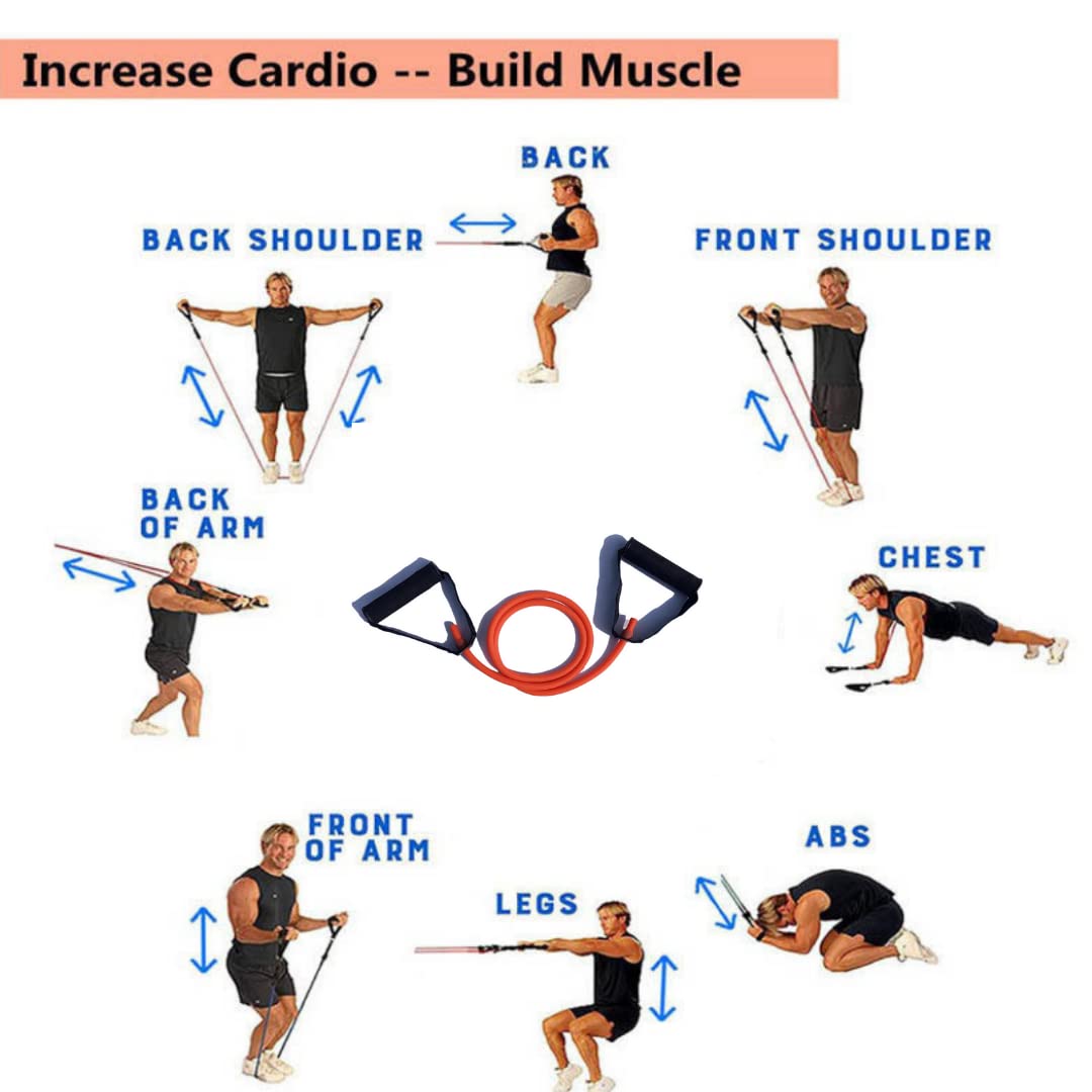 FORGO Resistance Tube Exercise Bands for Stretching, Workout, and Toning for Men, and Women, Rubber Band, Toning Tube Resistance Band, Excersice Band 1