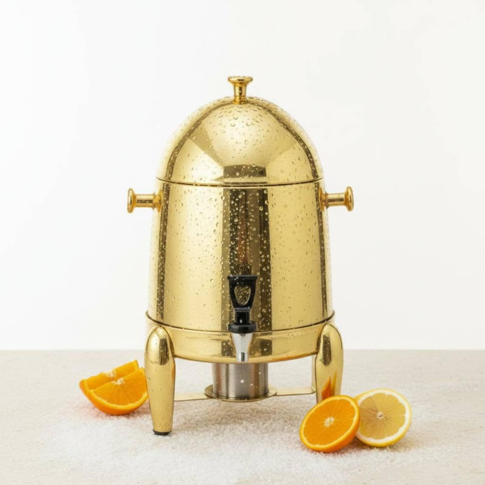 predolo Distributeur de Acier Inoxydable Distributeur Boisson Fontaine Carafe Réservoir Robinet Pièce Maîtresse Élégante avec Base Stable et Couvercle, Array, Transparent Et Argent