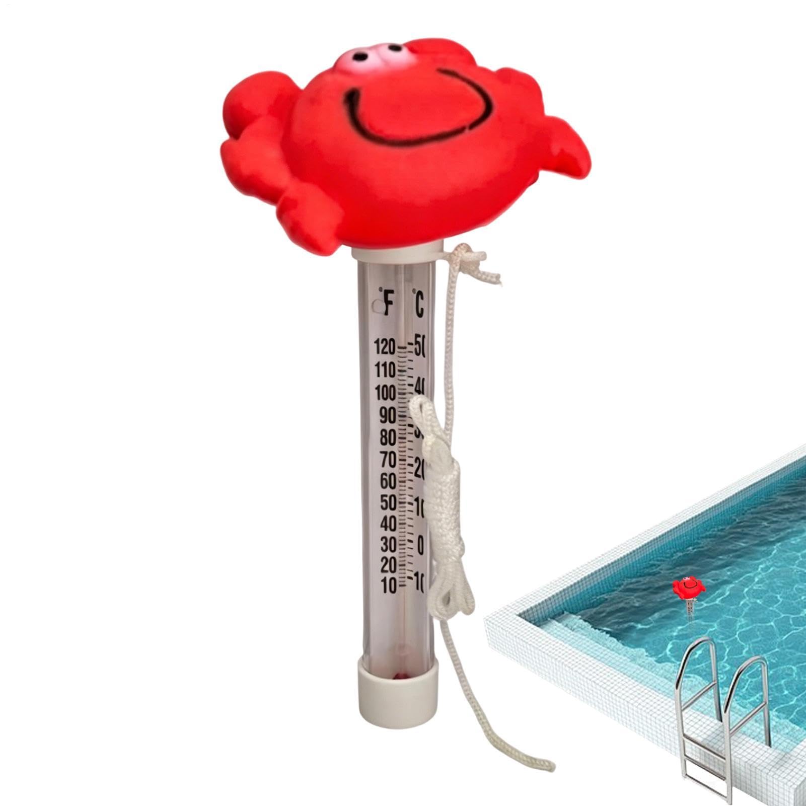 Floating Crab Swimming Pool Thermometer | Easy-to-read Water Thermometer With Rope | Suitable For Swimming Pools, Spas, Hot Tubs, And Ponds, Etc.