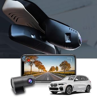 Fitcamx Front 4K+Rear 1080P Dash Cam Suitable for BMW X5 2023 2022 2021 2020 2019 G05 Xdrive50i M50i Sdrive40i Model A, OEM Style, Dual HD Video WiFi, G-Sensor, Loop Recording, 128GB Card