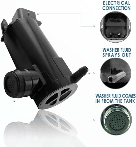 Miniatura 2 de 201525-232316F Bomba limpiaparabrisas con goma - Motor de limpiaparabrisas compatible con Hyundai, Kia - Reemplaza OEM # 98510-26000, 9851-1C000,