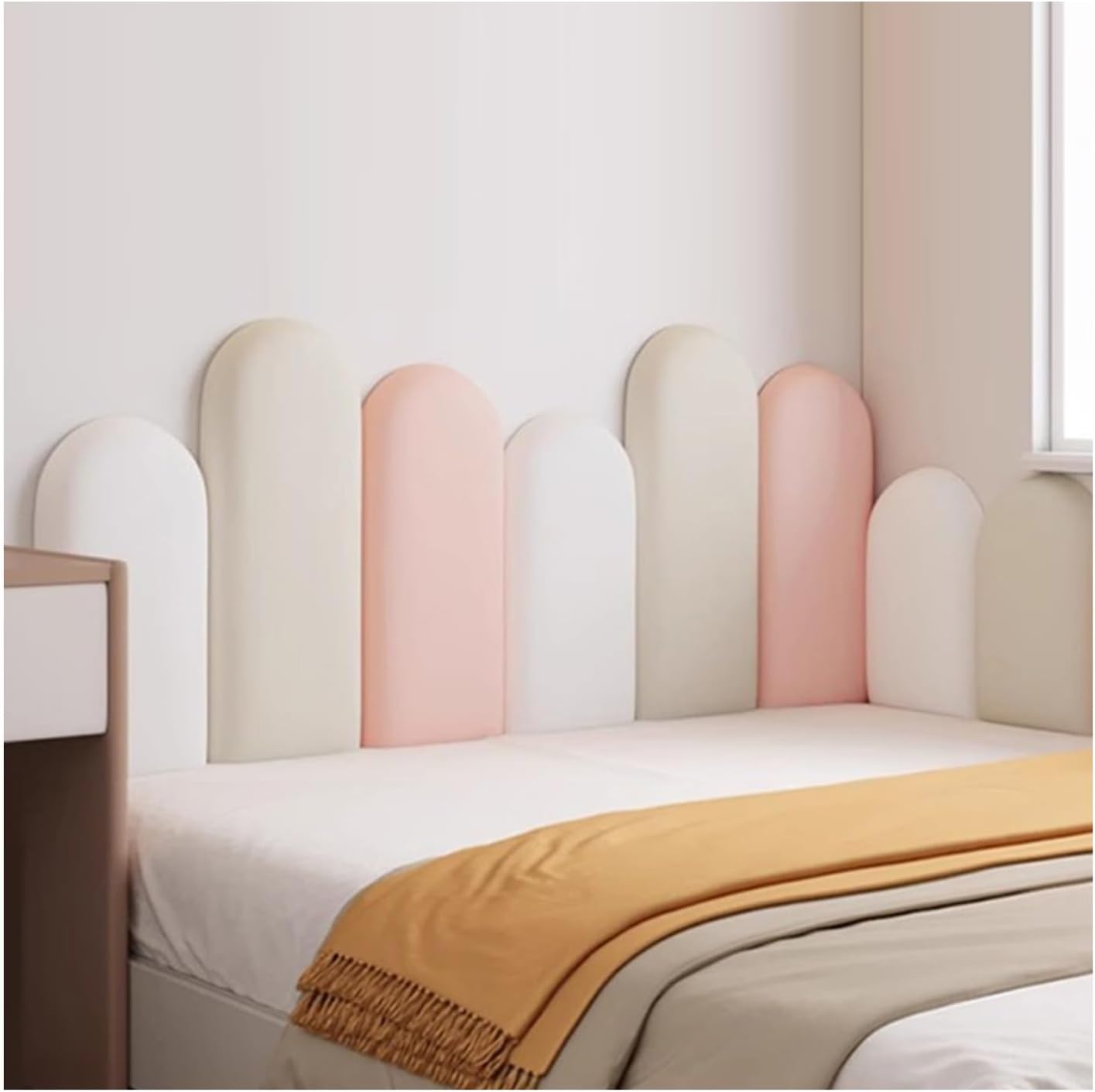 Anti-Collision Headboard Wall Padding Self Adhesive 3D Fabric Soft Bag Wall Panels for Bedrooms Children's Room Nursery(Multi-colored-04,120x55cm)