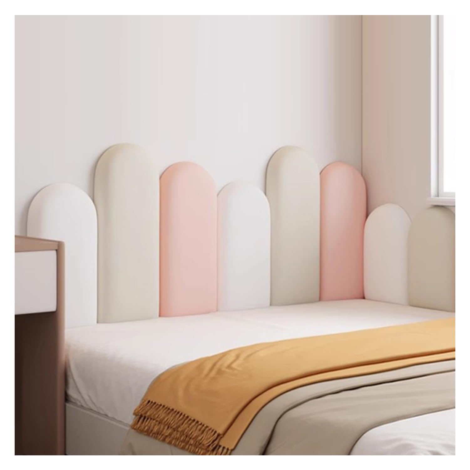 Tête de lit tissu 3D et rembourrage mural anti-collision autocollant chambre