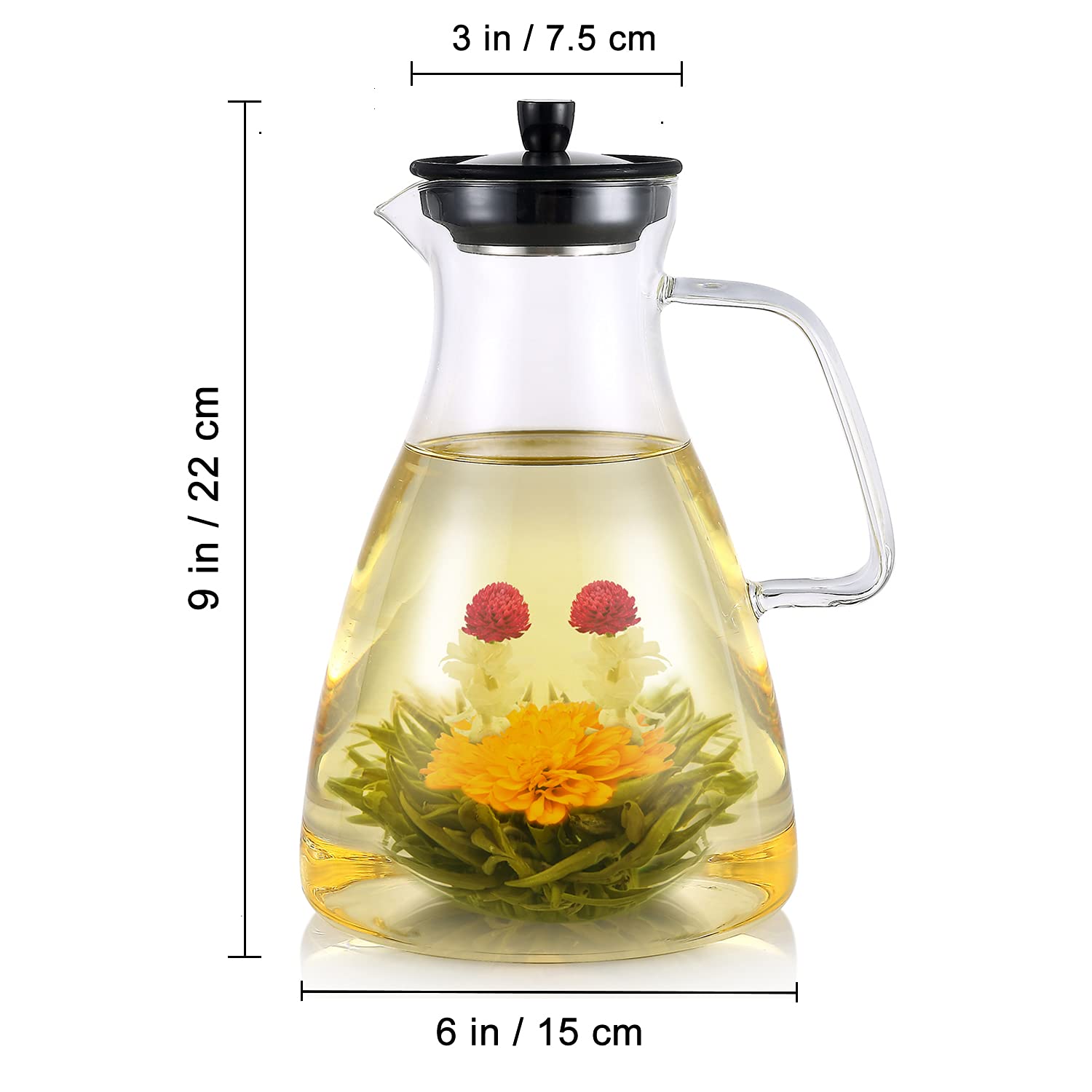 Teabloom Precision All-Brew - Teiera in vetro di alta qualità, 2 l, per tè caldo/freddo, caffè infuso alla frutta, 2 l