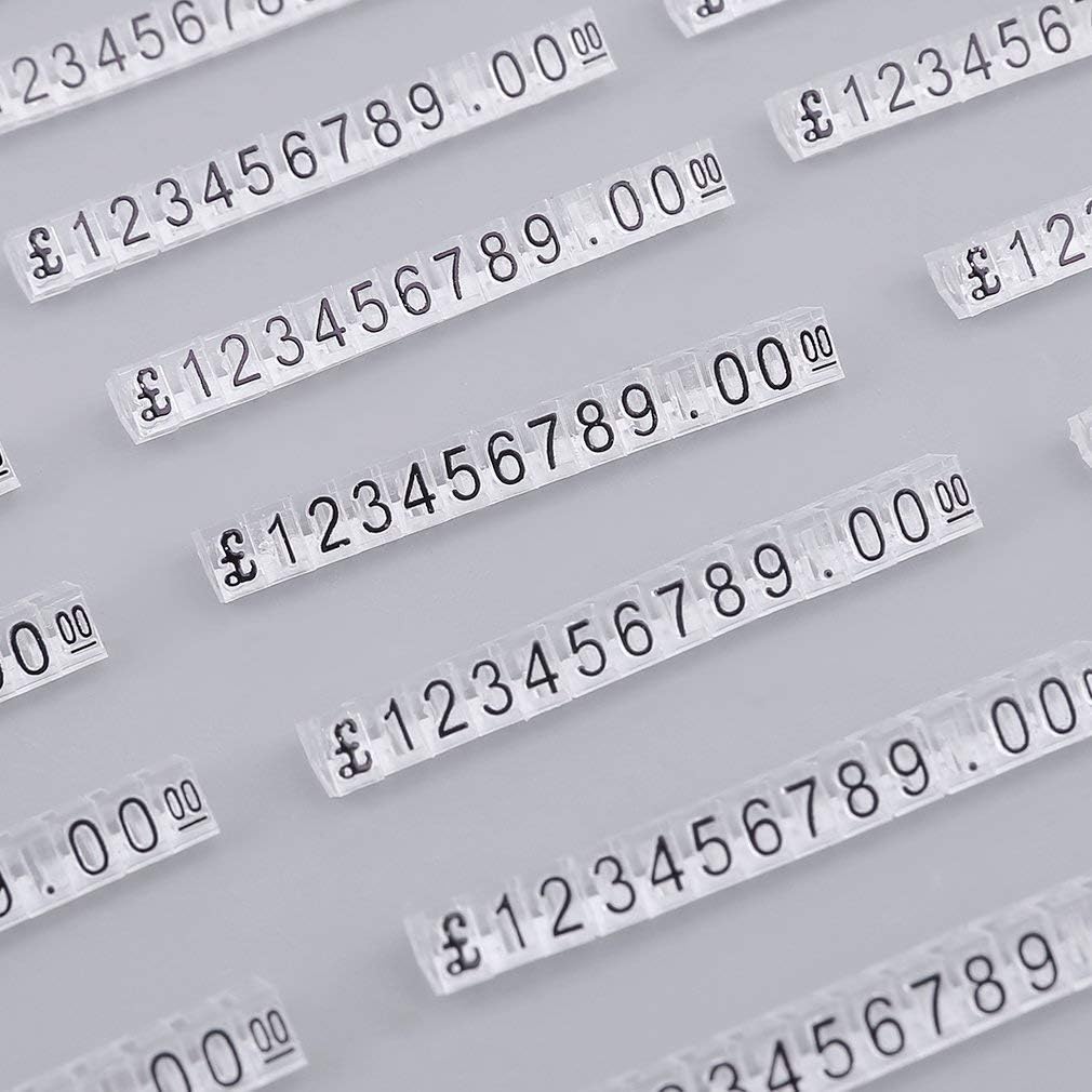 Hifeel Price Cubes Kit,420pcs Adjustable Price Display Counter Top Stand Label Tag, Jewelry Watch Shop Display Price Marker with Clear Background and Black Letter