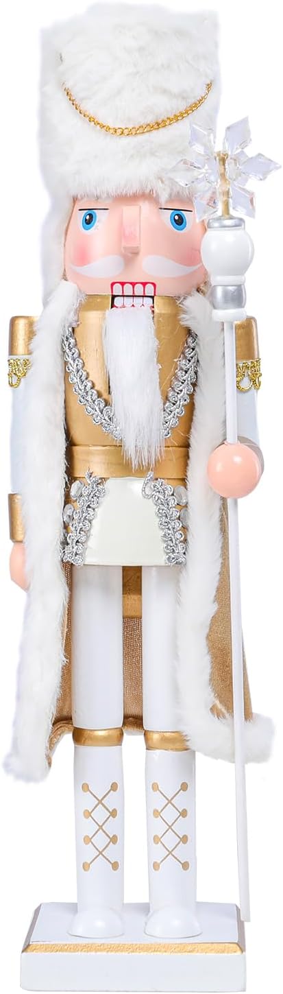 Nutcracker Christmas Decor, 15 Inch Wooden Soldier Figurines, Festive Christmas Nutcrackers Gifts Winter Indoor Table Desktop Fireplace Decorations