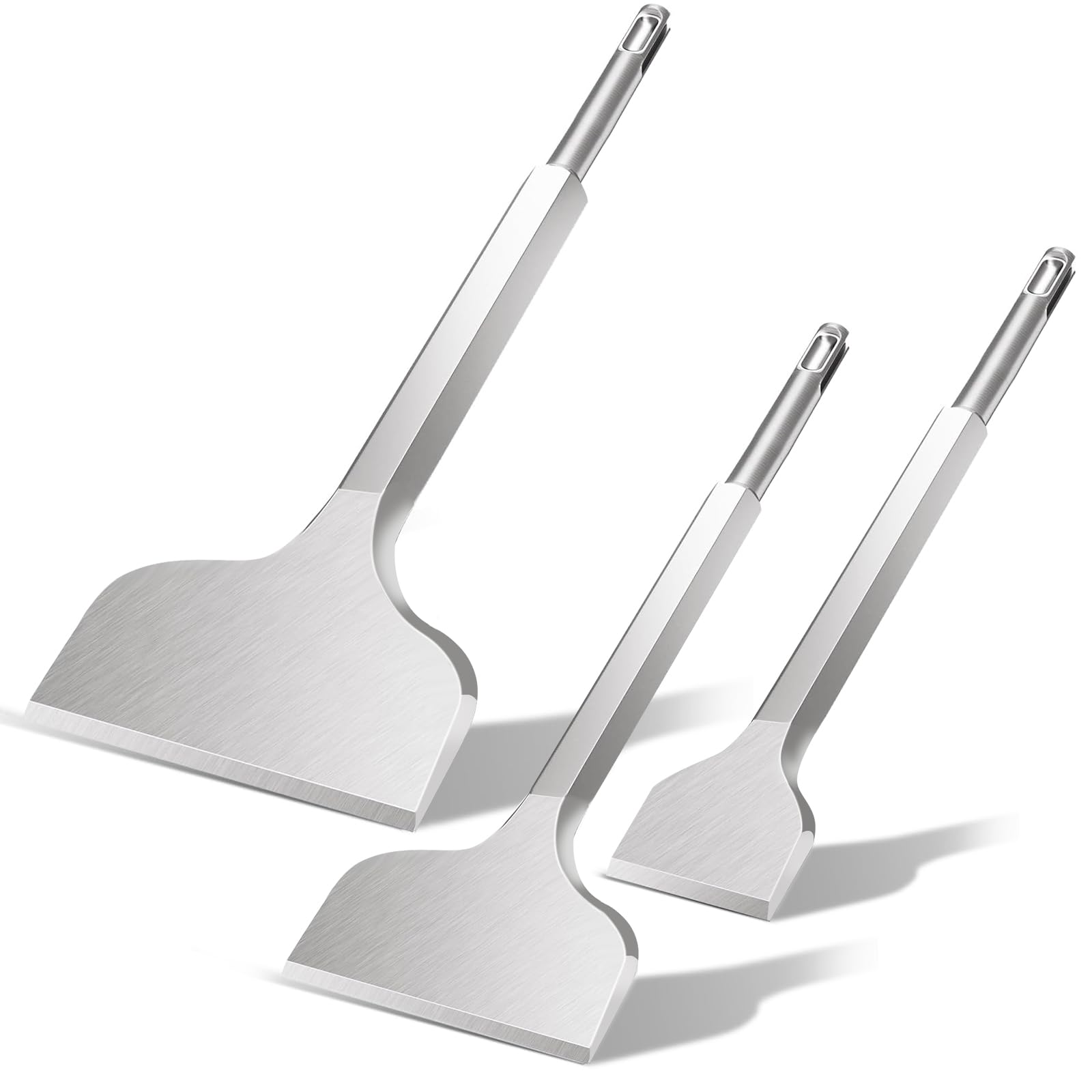 SDS PLUS Meißel Set - 3tlg. 100mm + 75mm + 40mm,SDS Plus Meißel für Fliesen, Fliesenkleber, Beton, Naturstein, Mauerwerk usw. entfernen- Premium Fliesenmeißel