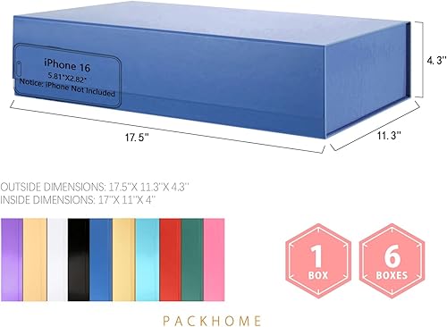 Miniatura 113 de PACKHOME Caja de regalo de 11.5 x 8 x 2.5 pulgadas, caja resistente para camisas con tapa magnética para múltiples ocasiones (blanco brillante) 11 x