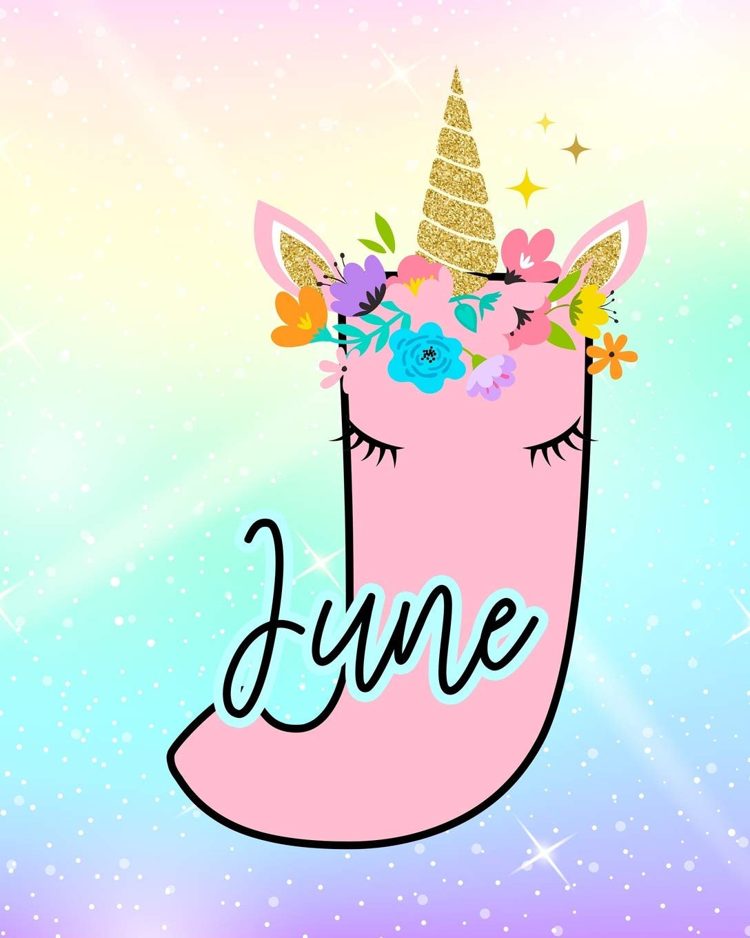 June: Girls Unicorn Journal to Write In - Personalized Journal