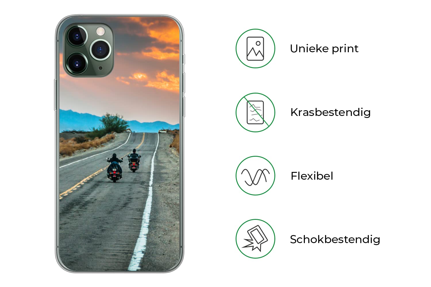 MuchoWow Funda para iPhone 11 Pro - Dos Motos circulando por la Ruta 66 - Funda de Silicona/Funda Blanda para teléfono móvil