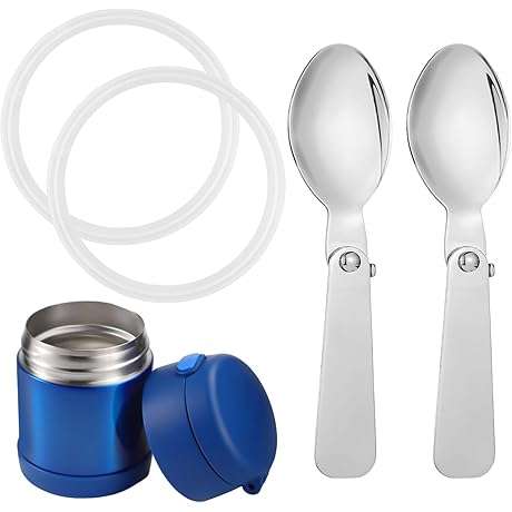 2-Piece Stainless Steel Folding Spoons & Gasket Seal Replacement Parts for Thermos...