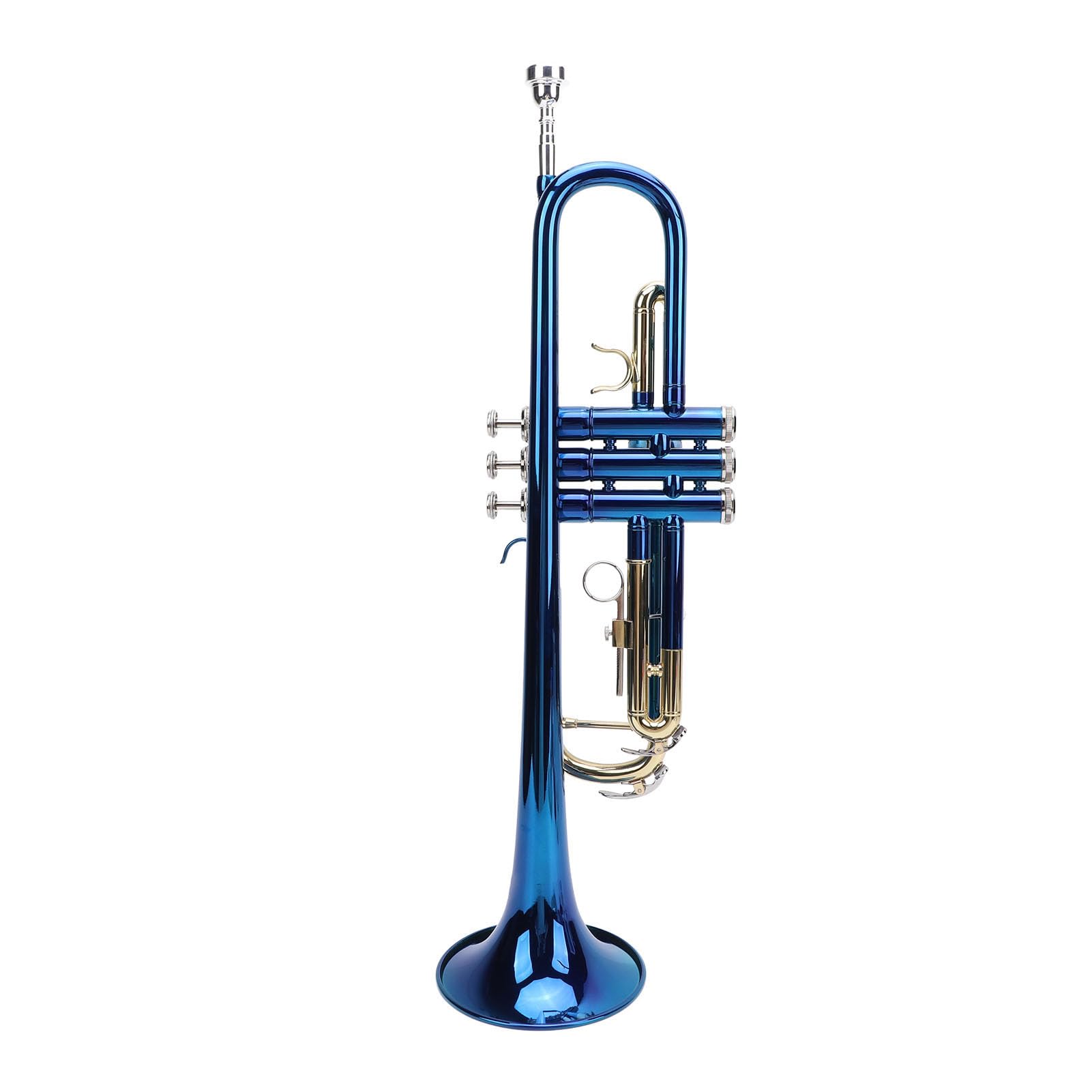 Tromba Bb in Plastica Professionale, Set di Tromba Standard per Studenti Principianti, Strumento Tromba Bb, Tromba Standard Bb, Colore Blu, Chiavi Oro e