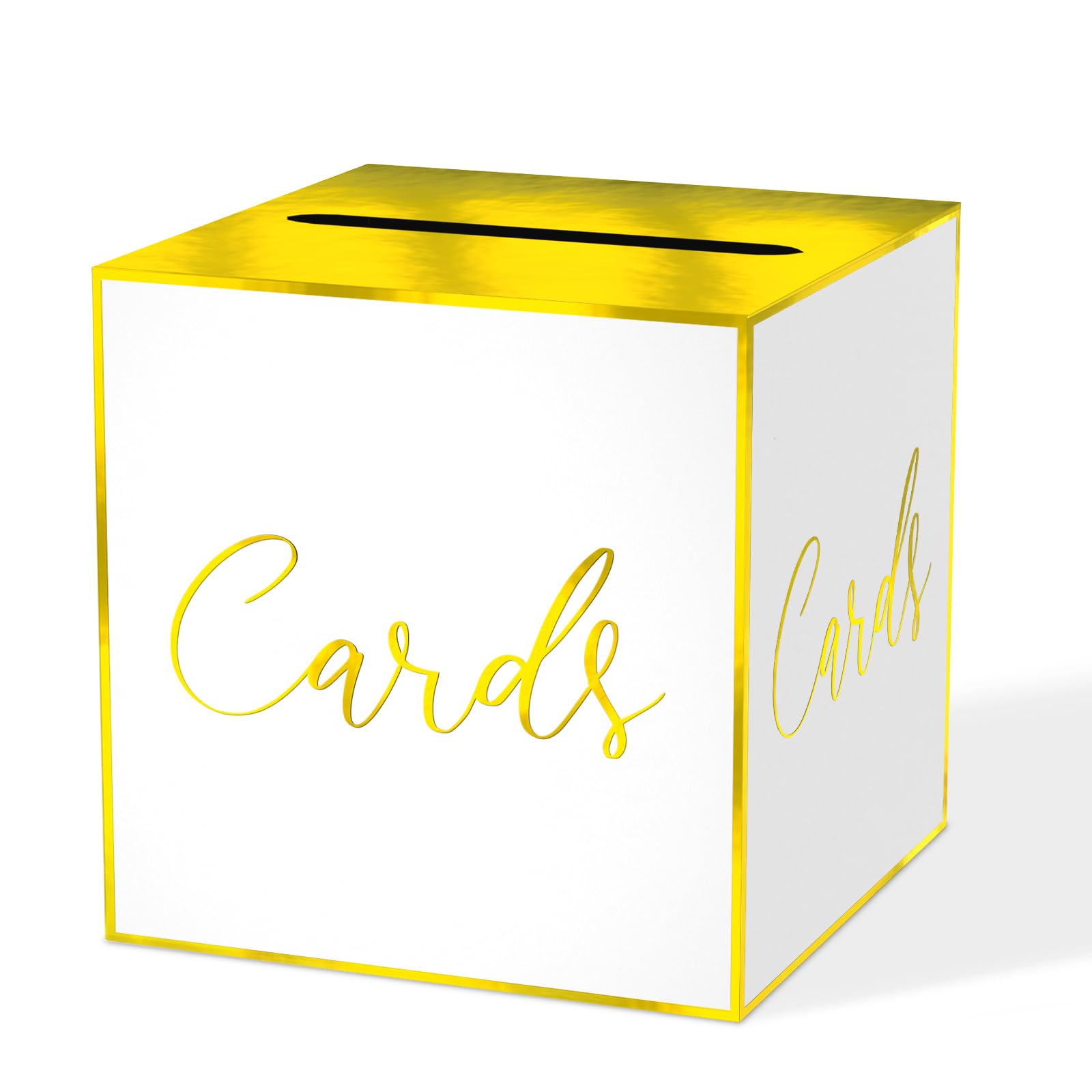 WNINK Gold Foil White Card Box for Parties, Weddings, Birthdays, Bridal & Baby Showers, Anniversaries, Graduations & Retirements Party Decorations –