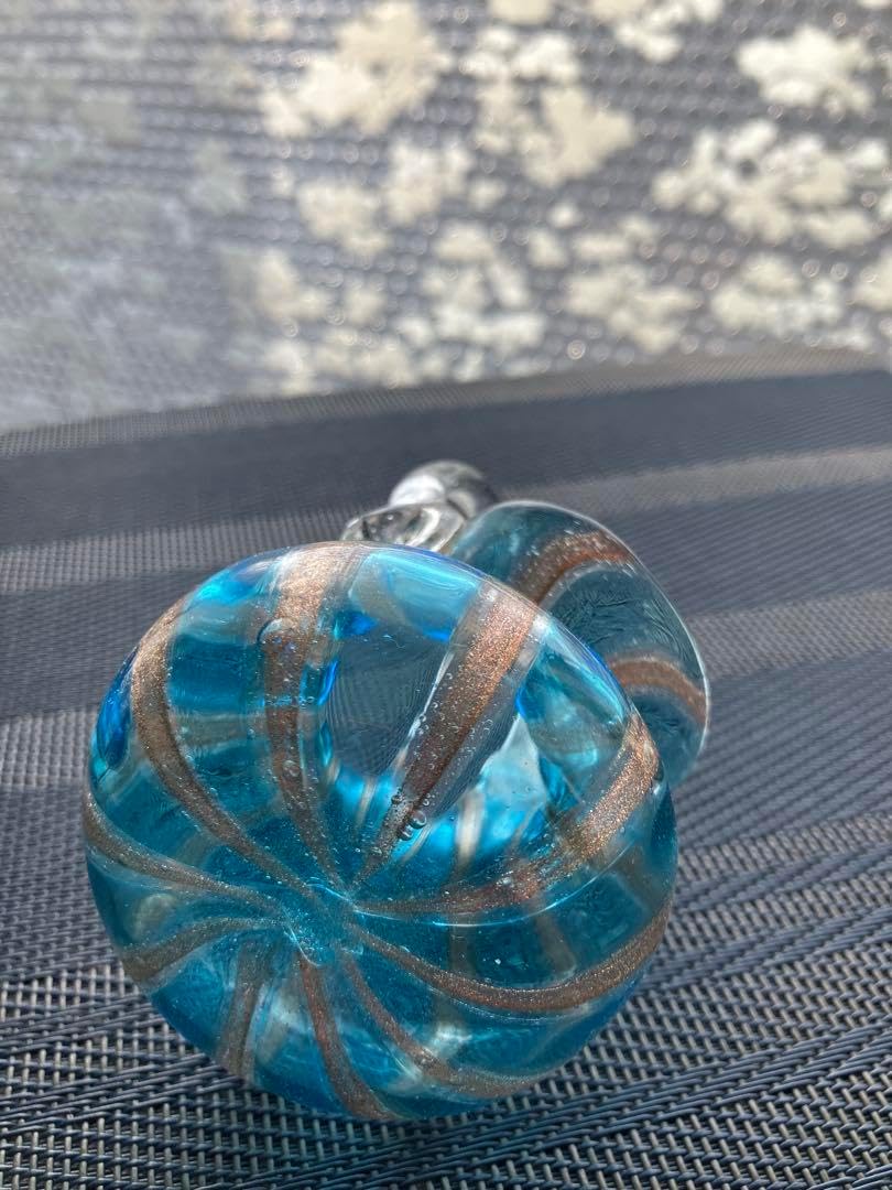 ベネチアンガラス ムラーノ 金彩ブルー バスケット ムラーノガラス