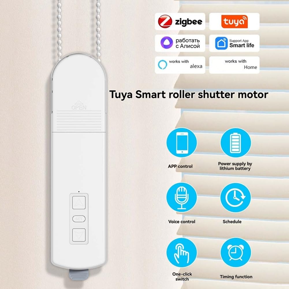 Motore per Tende Elettriche Tuya Zigbee con Pannello Solare, Controllo Vocale, Motore per Tende Automatiche.