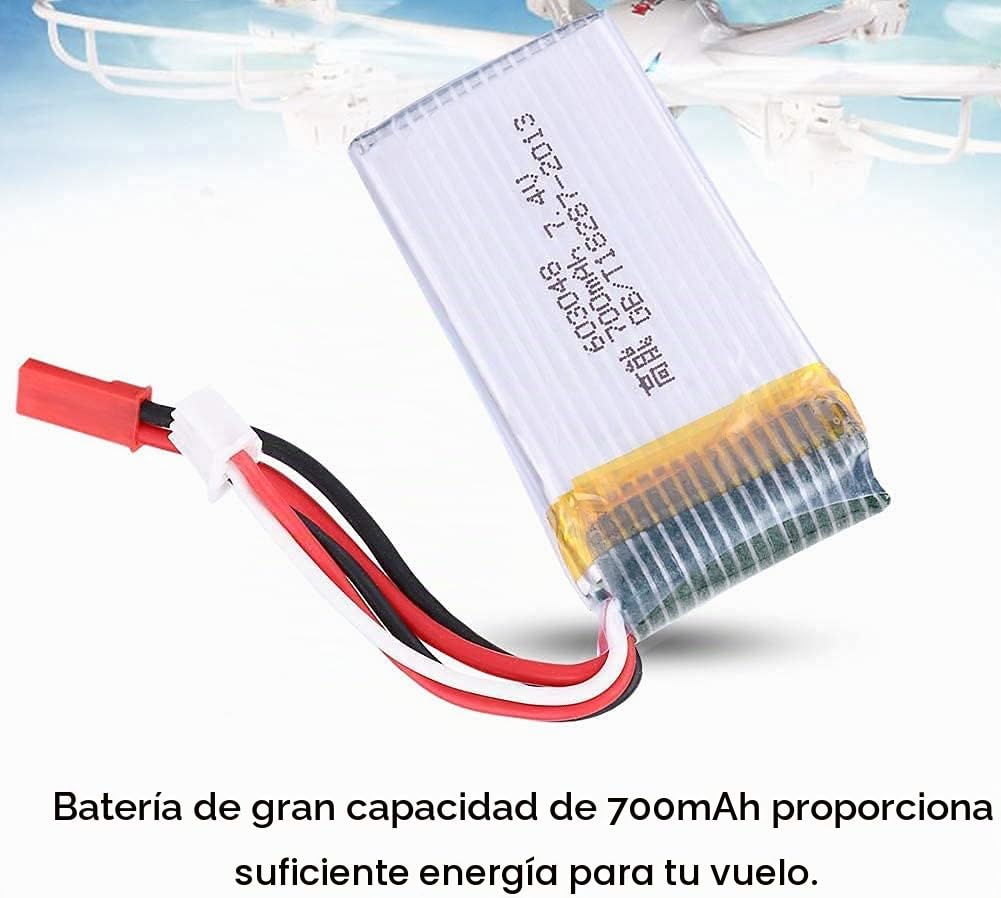 YUNIQUE GREEN-CLEAN-POWER - Batería LiPo Recargable 7.4V 700mAh para Drone MJX X600 | Adecuada para Drones, Cuadricópteros | Ligera y Potente | 55 x 30 x 14 mm - 52 Gr | Plata