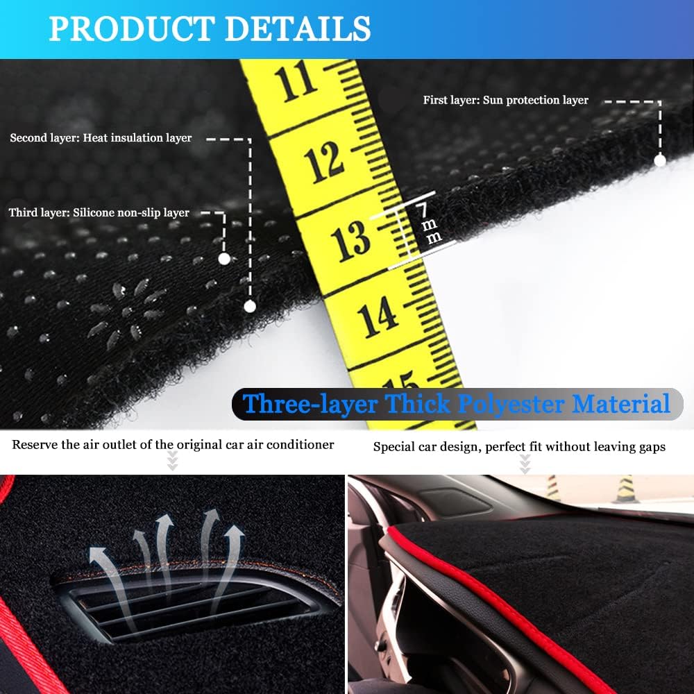 Dashboard Cover Dash Cover Mat Pad Carpet Custom Fit for Mazda CX-50 CX50 2023 2024 2025 2026(with HUD) Accessories Anti-Skid Center Console Protector Cover Mat(Red Edge)