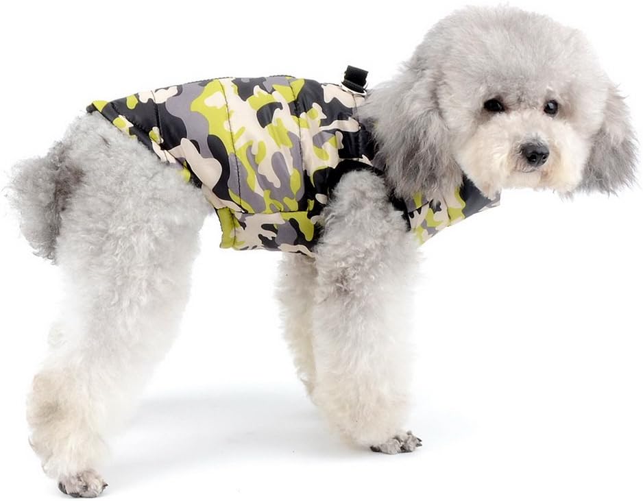 SELMAI Camo Waterproof Small Dog Cat Winter Coat Quilted Vest Jacket Harness with D-ring Pet Puppy Puffer Coat Chihuahua Cold Weather Clothes Apparel Yellow L - Image 4