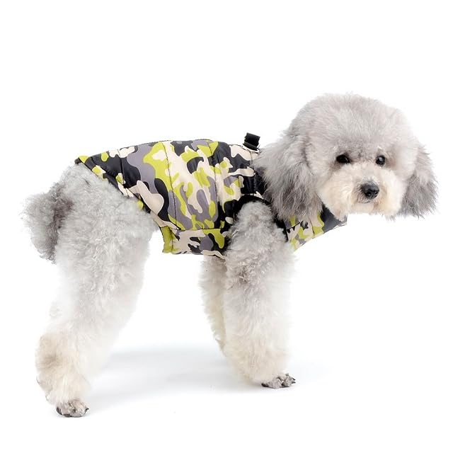 Foto 3 de 8 de SELMAI Camuflaje Chaquetas Perros Pequeño Medianos Ropa para Gatos Invierno Chihuahua Abrigos con Anillo en D…