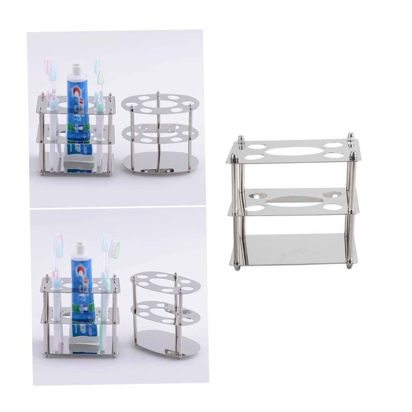 Portacepillos de Dientes Soporte de Acero Inoxidable for Pasta Dientes, Soporte for cepillos, Estante sin Taladro, Accesorio baño Vaso de Enjuague bucal Reutilizable