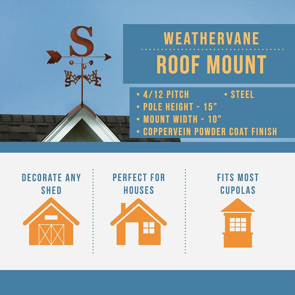 SWEN Products Monogram Letter Weathervane (Roof Mount Included)