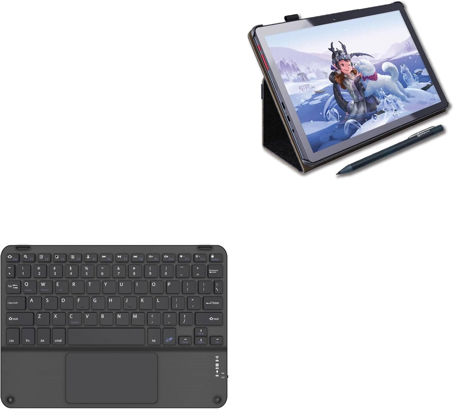 BoxWave Keyboard Compatible with Simbans PicassoTab Standalone Drawing Tablet - SlimKeys Bluetooth Keyboard with Trackpad, Portable Slim TouchPad - Jet Black
