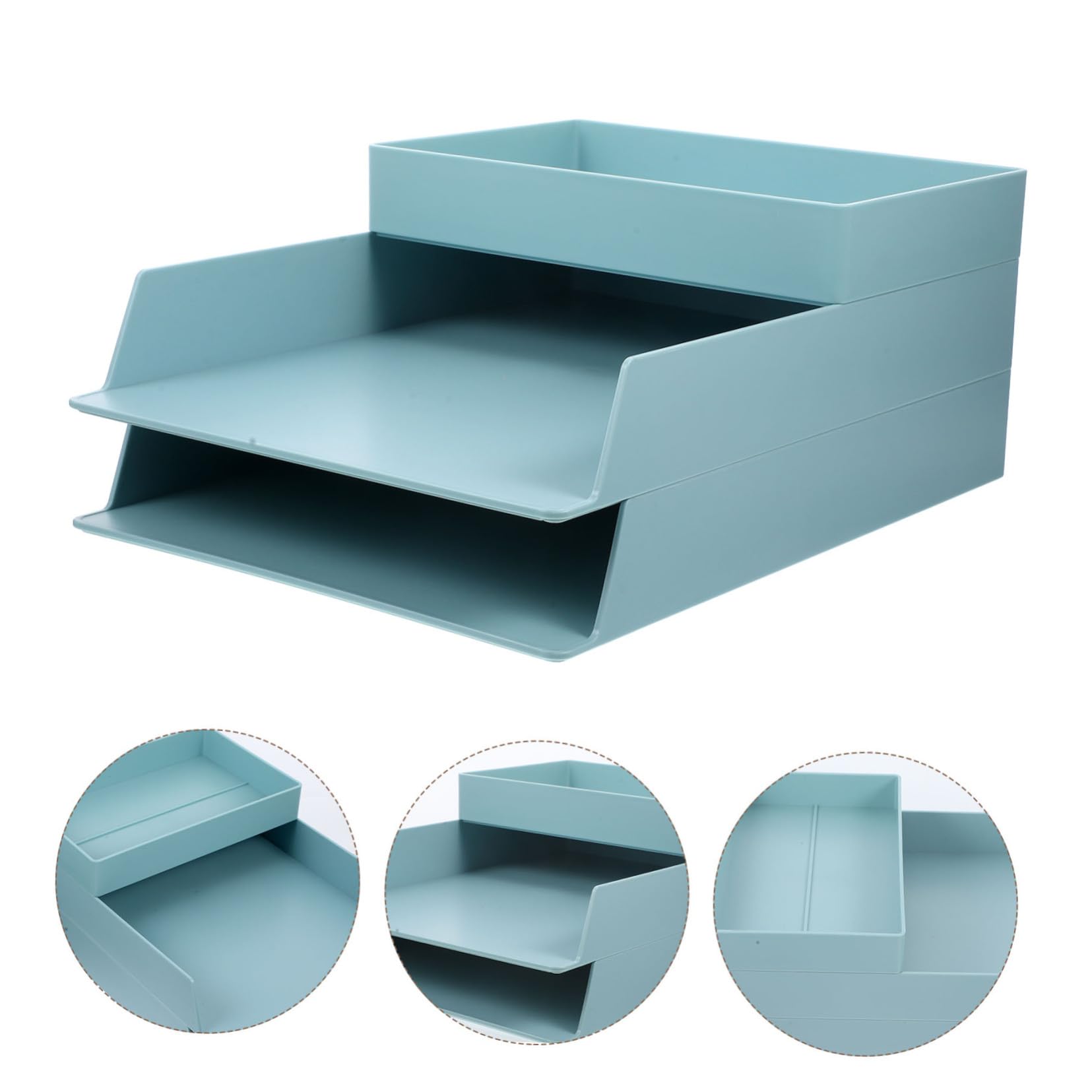 Caja Organizadora Apilable para Abs Azul Soporte para Archivos de Unidades Contenedor de Papelería para Oficina y Estudio