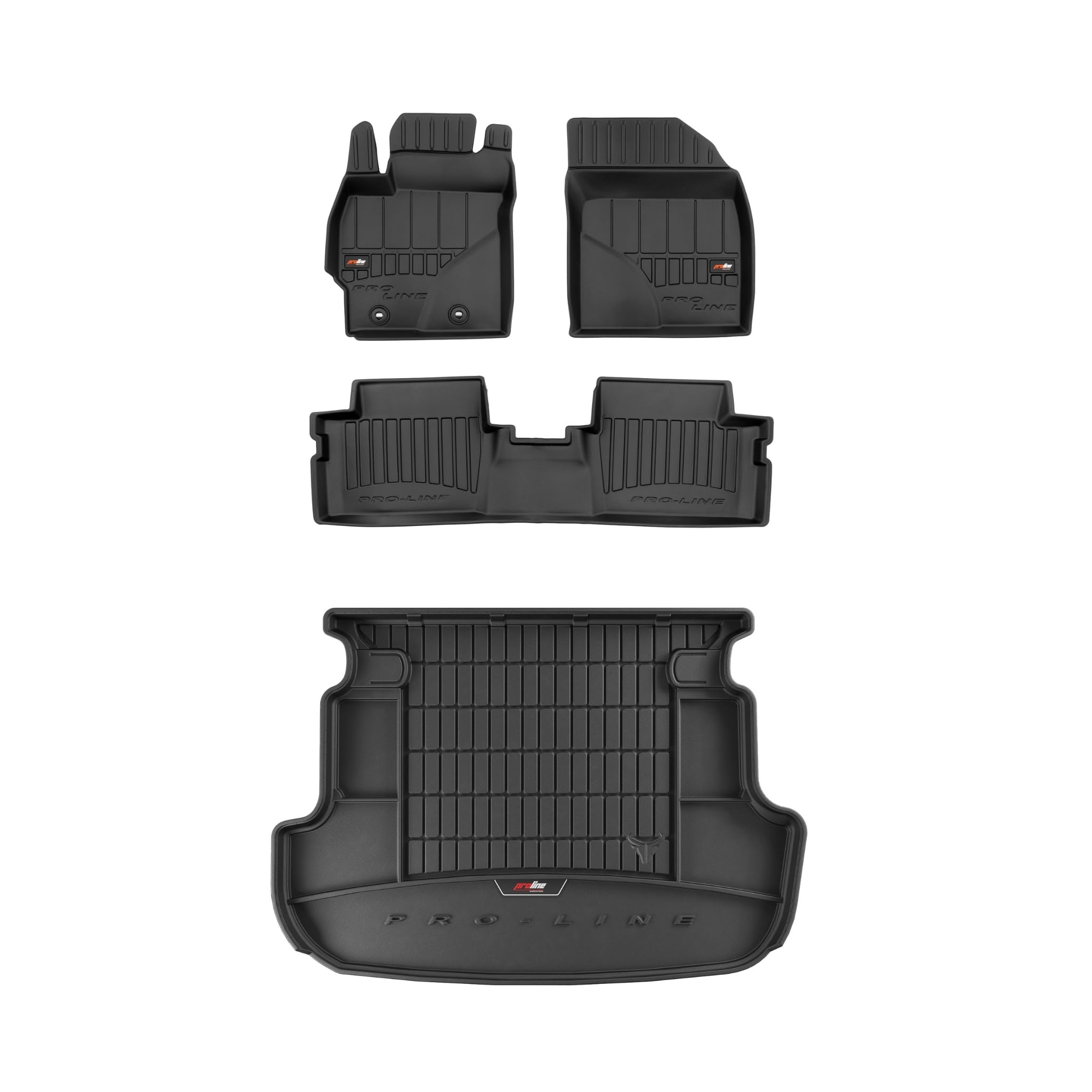 FROGUM ProLine 3D Un Juego de Alfombrillas de Goma para Coche y cubeta Maletero con Logo Alfombras para Toyota Corolla X 2006-2013| Los Bordes más Altos