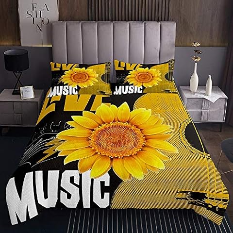 Juego de cama con diseño de girasol para guitarra eléctrica Cover