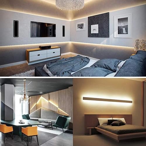 Miniatura 4 de Xunata Tira de luces LED regulables, 16.4 pies, luces de neón flexibles de color blanco cálido, 3500 K, DC12V SMD2835, 600 LED, impermeable, IP68,