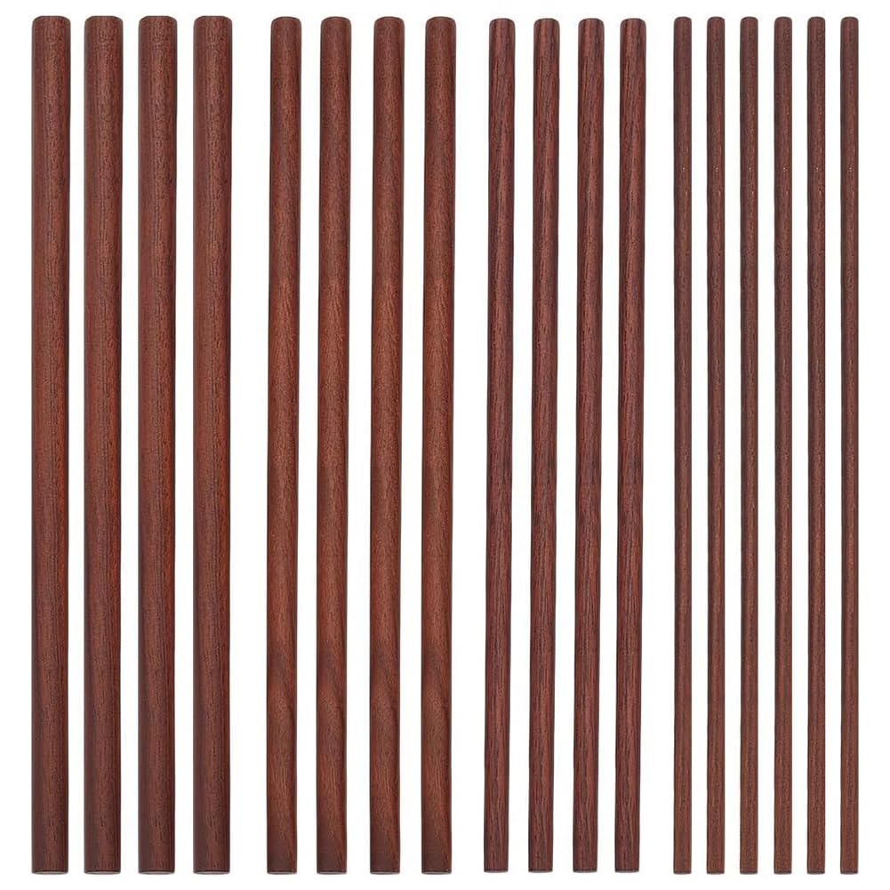 Ocnvlia 18Pcs 11.8 Inch 4 Size Walnut Dowel Rods Round Wood Sticks 6/8/10/12mm Dia Unfinished