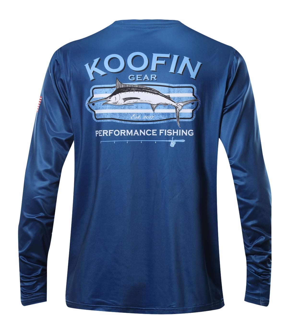 KOOFIN GEARPerformance Fishing Shirt Sun Protection Shirt UPF50 Outdoor Long Sleeve Dry-Fit Athletic Shirts US Flag