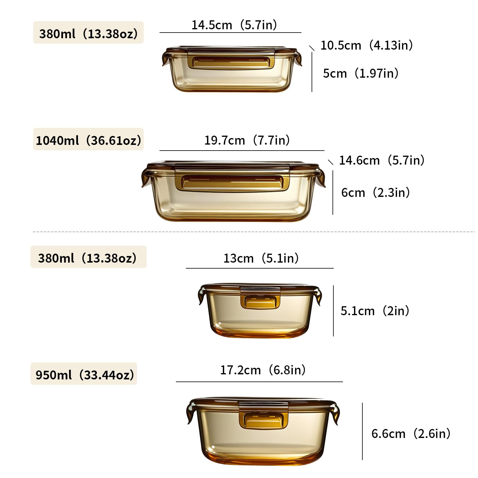 Pack 8 Tarros de Cristal con Tapa Hermética - Recipientes Herméticos para Alimentos - Microondas Congelador