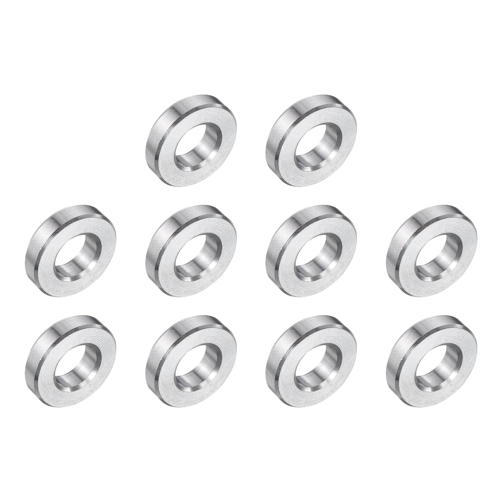 uxcell 10 Pcs Stainless Steel Spacer 1/4" Bore x 1/2" OD x 1/8" Length Screw Bushing Plain Finish Round Metal Spacer for 1/4" Screws Bolts and Rods