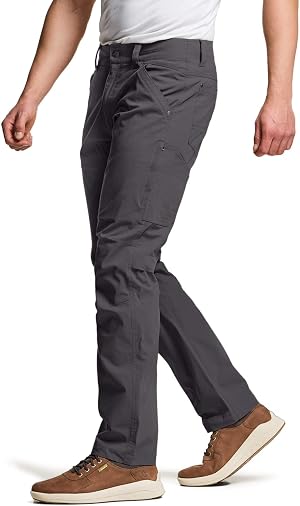 CQR Mens Vent Stretch Pants Quick Dry Lightweight Casual Cargo Pants Water Resistant Straight-Fit Utility Work Pants