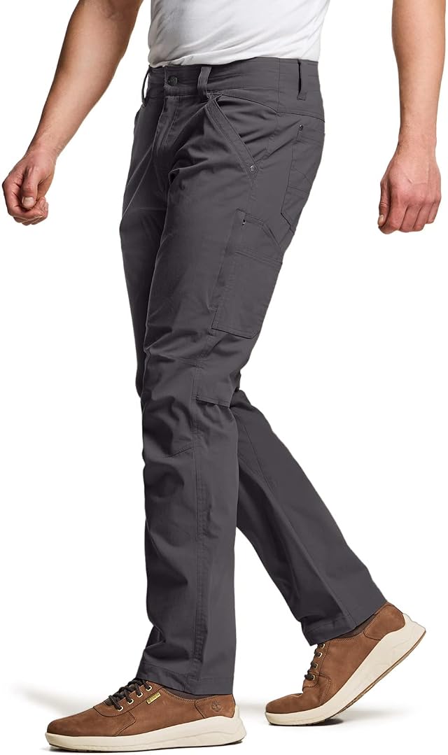 CQR Mens Vent Stretch Pants Quick Dry Lightweight Casual Cargo Pants Water Resistant Straight-Fit Utility Work Pants