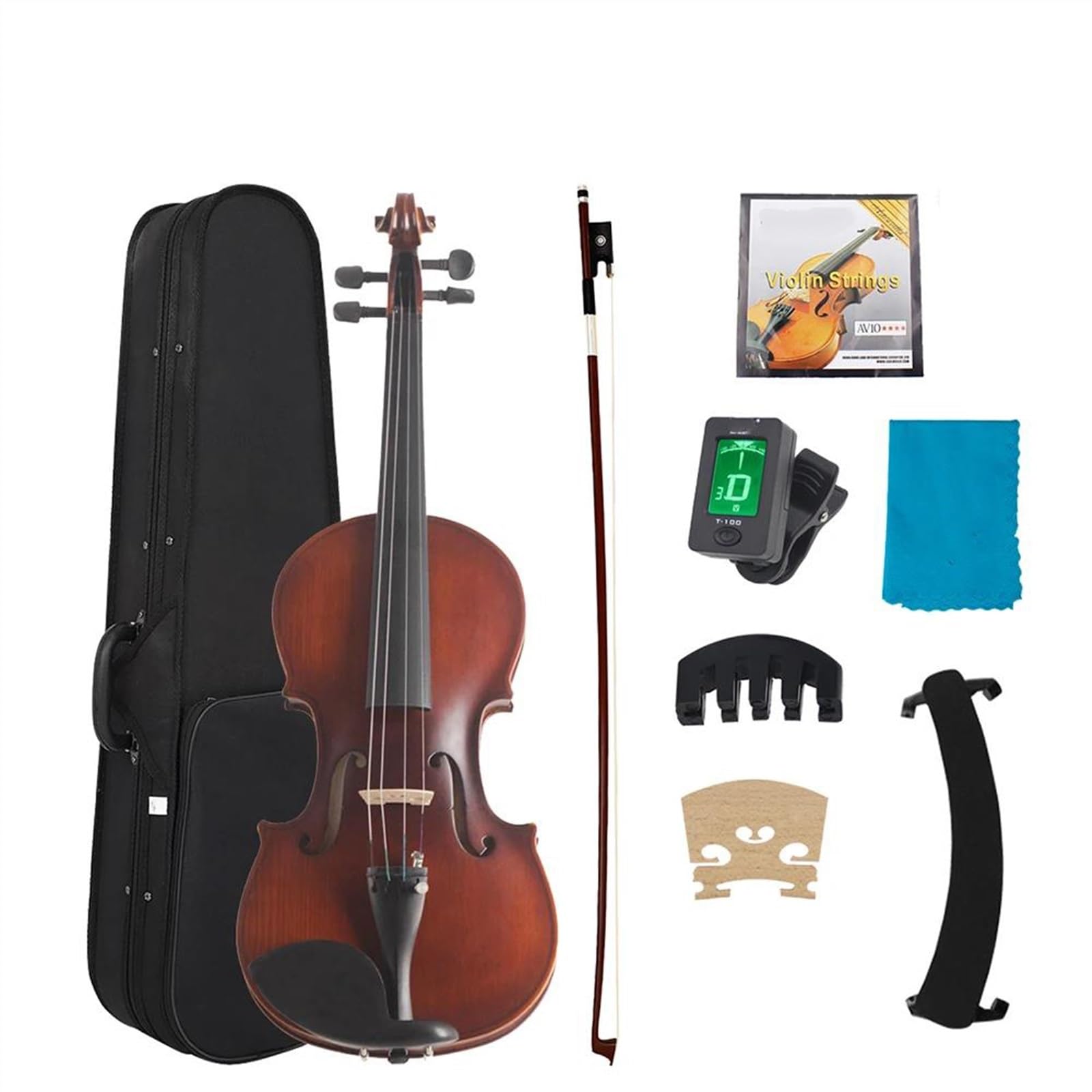 Erwachsenen geige Anfänger 4/4 Violine Massivholzplatte Professionelles Streichinstrument(Violin Set)