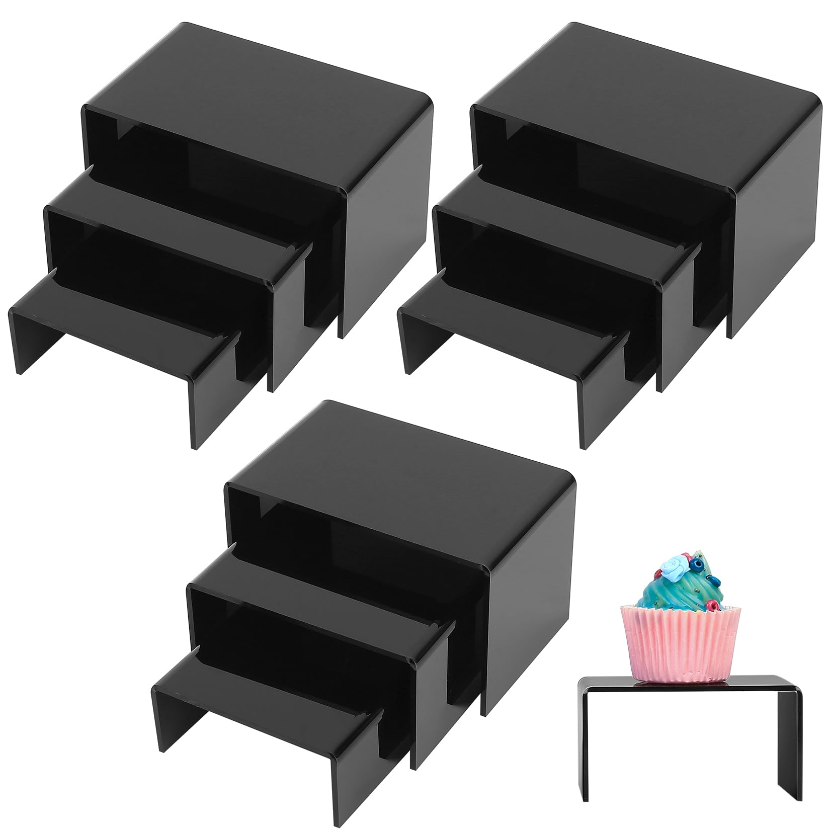 Espositore da Buffet per Aperitivo, set di 6 Alzate per Buffet Portare 3in 4in 5in 6in 7in 8in, Espositori in Acrilico Supporto Cubico Annidabile per Torte, Dessert, Oggetti da Collezione, Gioielli