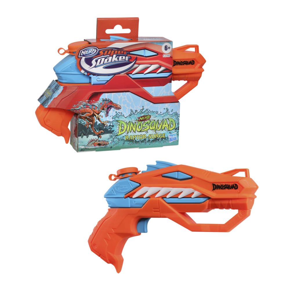 Super Soaker SUPERSOAKER Nerf DinoSquad Raptor-Surge Water Blaster, Trigger-Fire Soakage for Outdoor Summer Water Games, for Youth, Teens, Adults