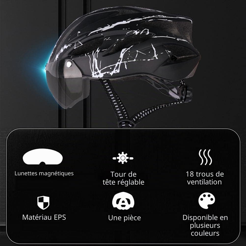 Casque de cyclisme pour adulte homme femme casque de protection avec visière magnétique