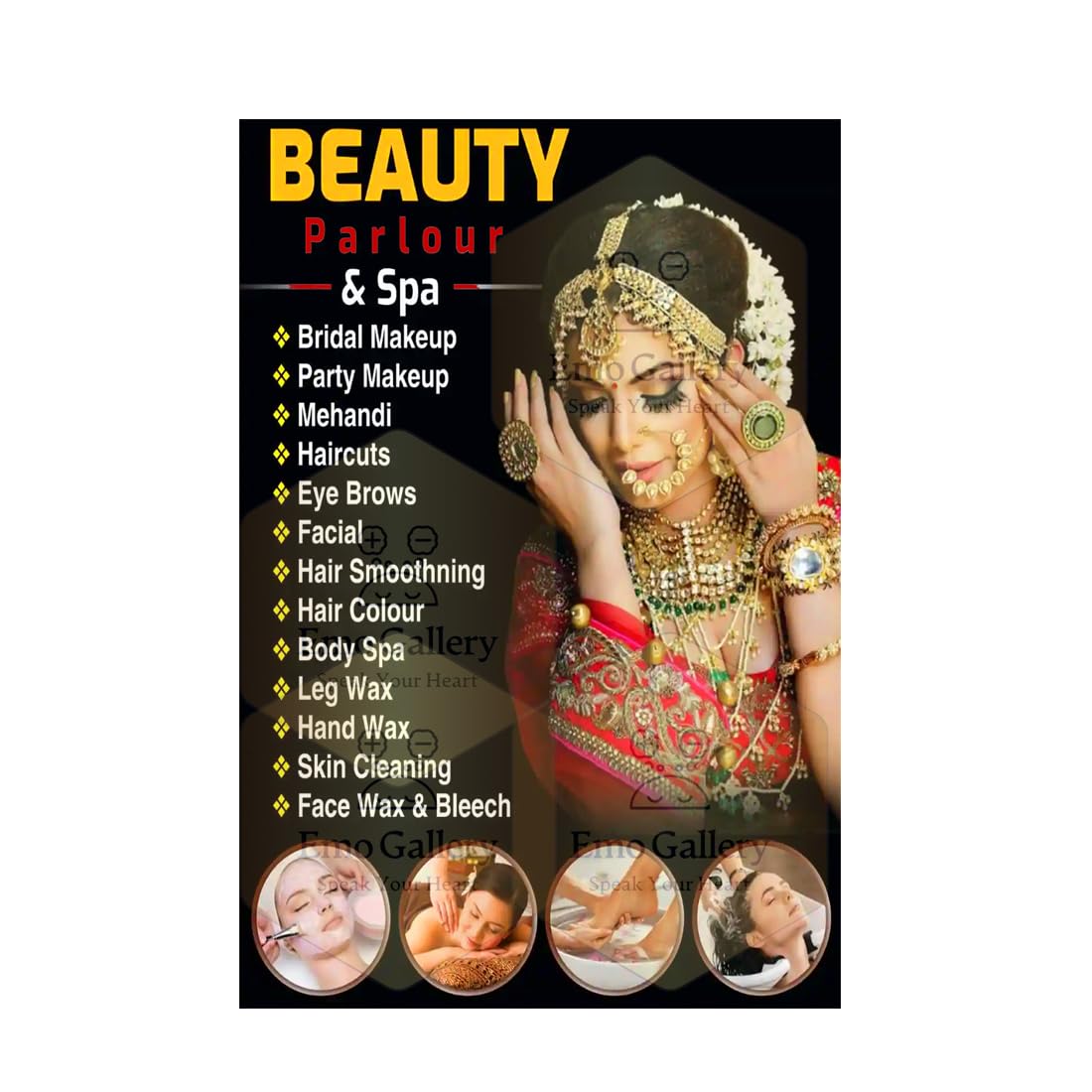 Beauty Parlour Posters | Spa Wall Decor | Spa Decor Posters | Hair Saloon Wall Decor Waterproof| Saloon Services | Bridal Make Up | 48 Cm x 33 Cm Vinyl Self-Adhesive Sticker-image-13
