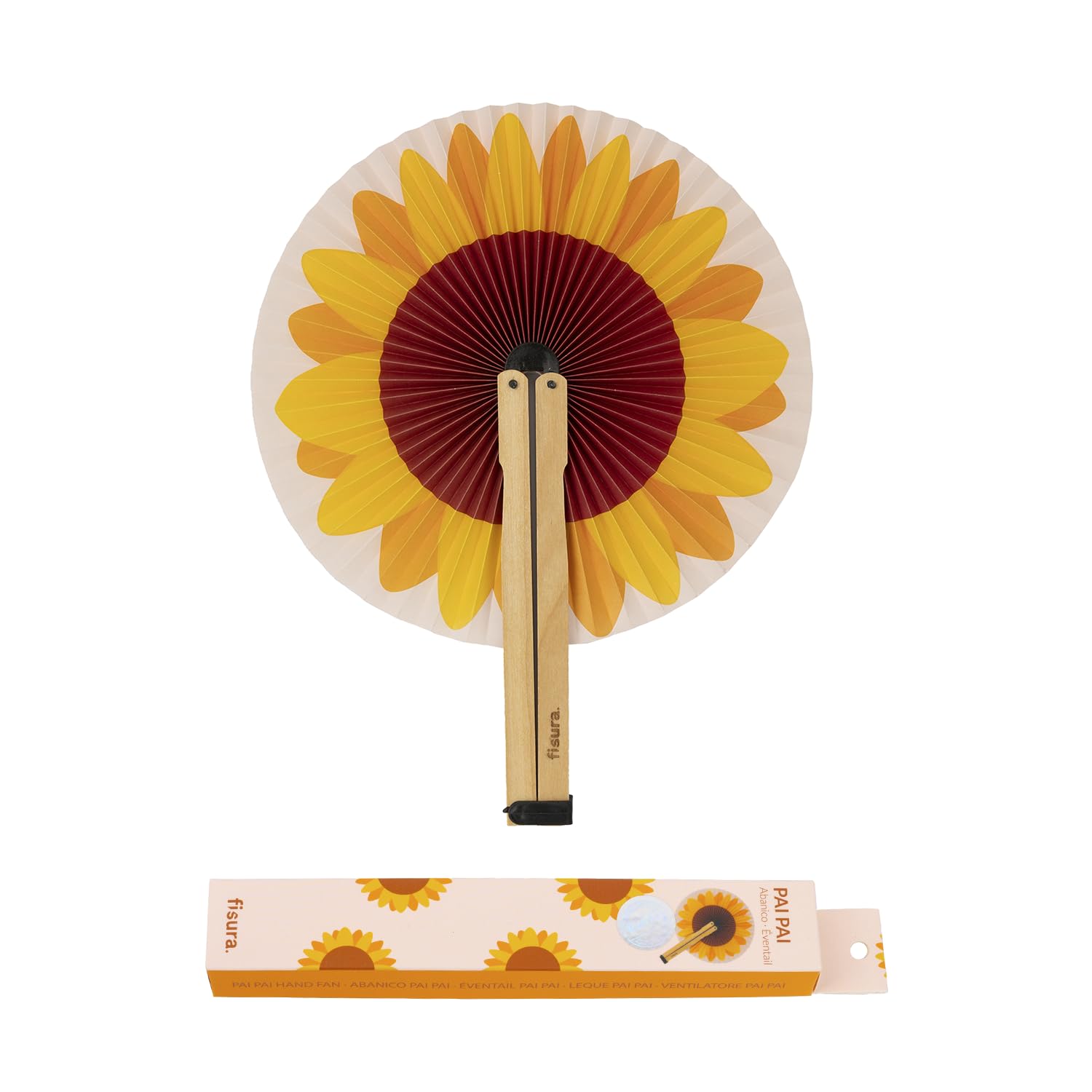 Fisura Unisex Sunflower, 1 Unit – Folding Fan. Paper Foldable Fan. Pai Pai Fan With Message. Wedding Fan For Guests. Gift For Parties Or Ceremonies. 5.90 Inch X 0.78 Inch (1 Unit, Sunflower)