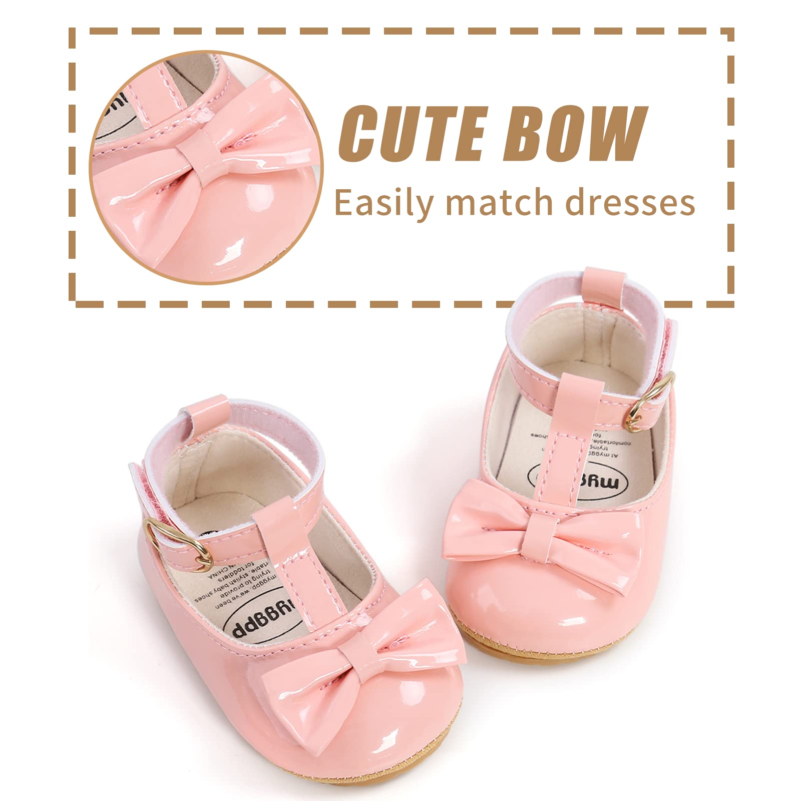 Baby Girls First Walking Shoes Mary Jane PU Leather Anti-Slip Princess Shoes Infant Baby Shoes — view 65