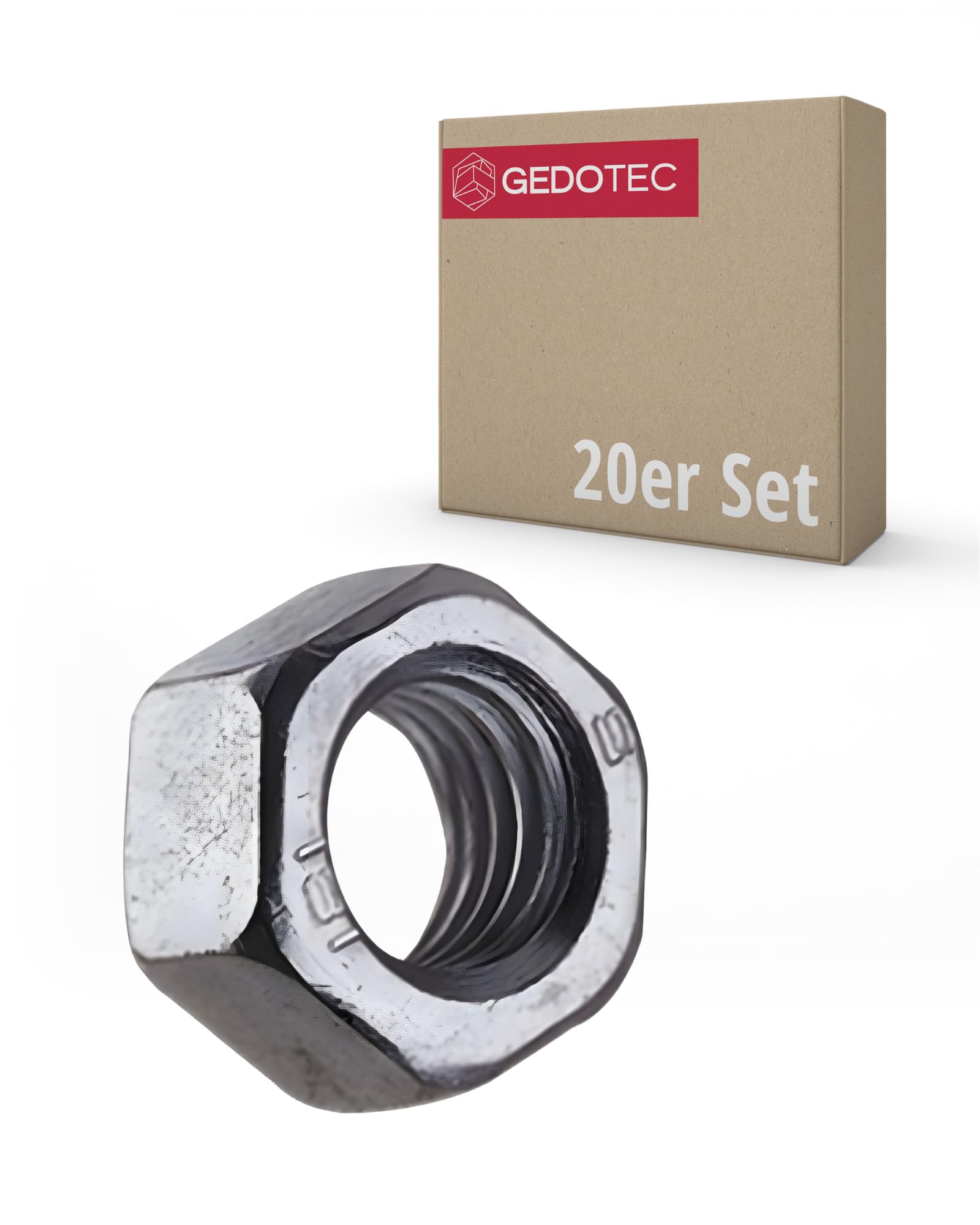 Gedotec Sechskantmutter DIN 934 | M36 | 20 Stück |verzinkter Stahl, schweißbar | Schraubenmutter, Standard, Verbindungselement | metrisches Regelgewinde, Mutter, Sechskant