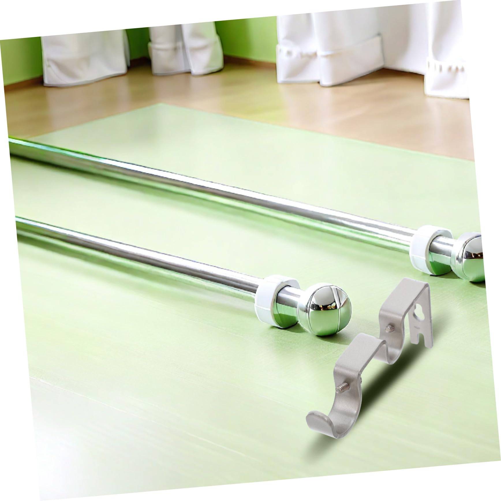 Gardinenstangenhalterungen für Wand, 6 Stück, Eisen, Silber