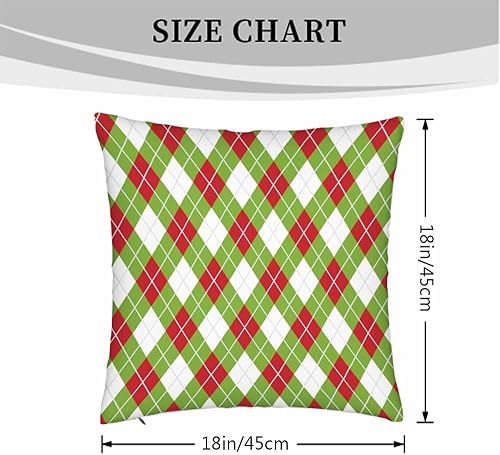 Miniatura 4 de Beabes Juego de 2 fundas de almohada decorativas para sofá, dormitorio, automóvil, sala de estar, verde, rojo, blanco, diamante a cuadros, tamaño de