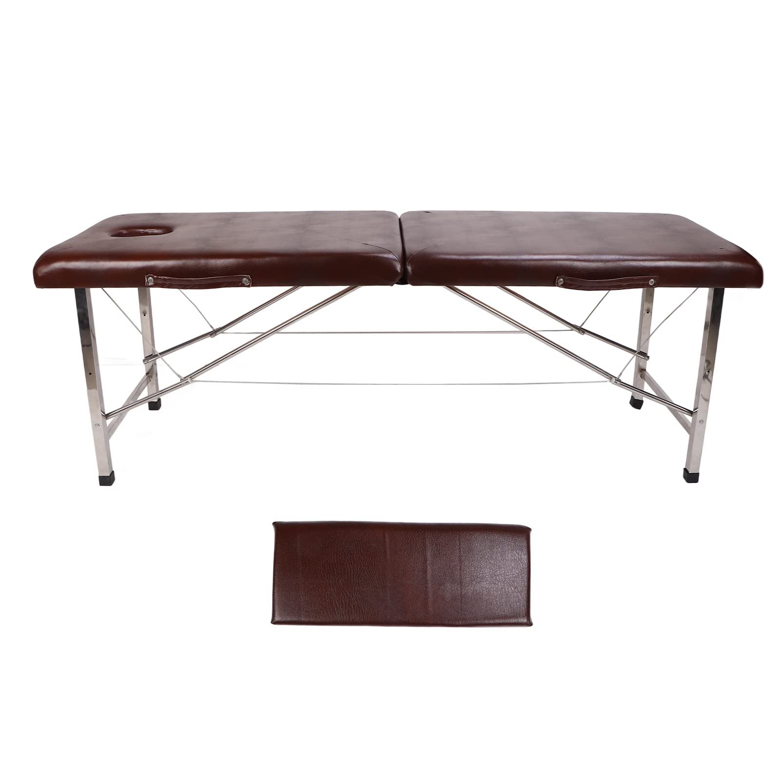Tavolo Pieghevole Portatile Pelle PU Letto SPA Marrone Scuro