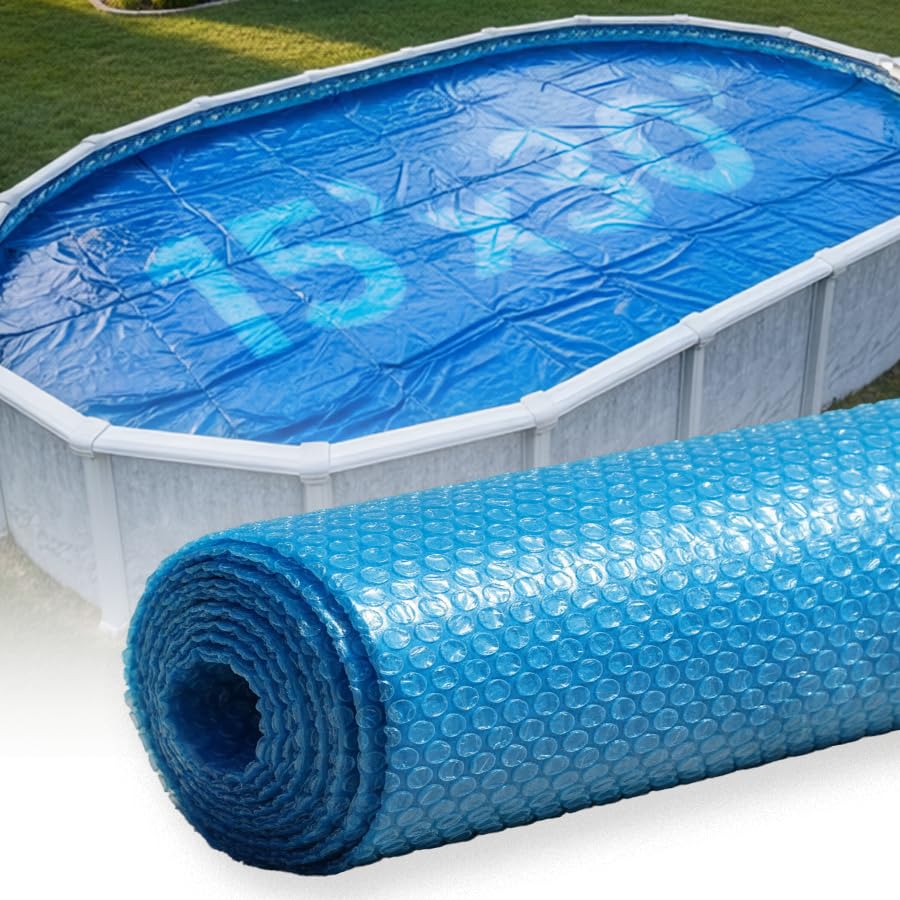 Dohenys Clear-Tek Micro Bubble Solar Pool Cover for Above Ground Swimming Pools | Increase Solar Energy Absorption Retain Heat Reduce Evaporation Reduce Heat Loss & Save 15x30 ft Oval Blue 1600
