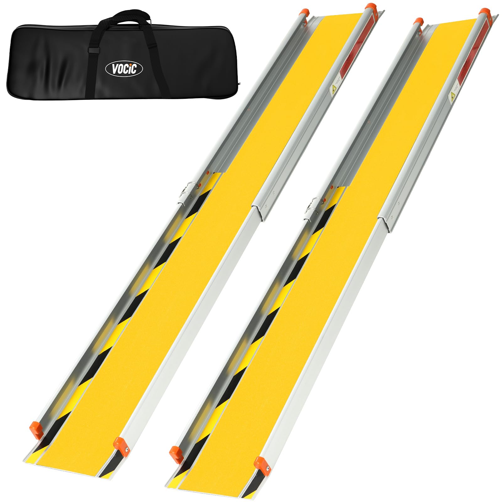 VOCIC CP31 Rampa para silla de ruedas para escaleras 92-152 cm, rampa para silla de ruedas portátil | Rampa telescópica plegable de aluminio para sillas de ruedas, solo 7 kg, rampa de carga hasta 300 kg, color amarillo
